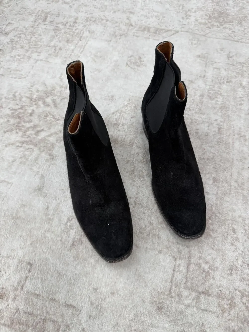 Frye Boots Womens Size 8 Black Suede Chelsea Ankle Block Heel Pull On Booties